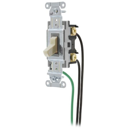 Hubbell Wiring Device-Kellems Spec Grade, Toggle Switches, AC, Single Pole, 20A 120/277VAC, Back/Side Pre-Wired w/ 8", N12 THHN CSL120I